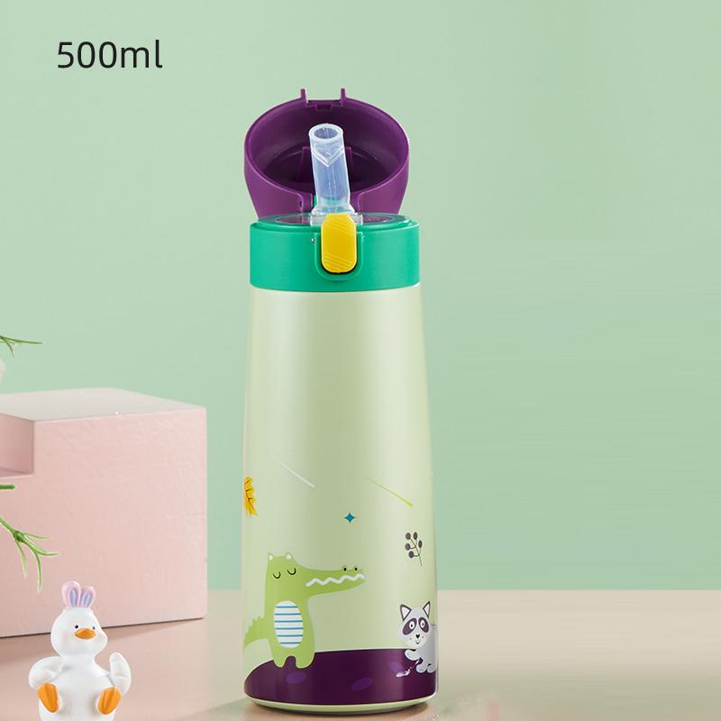 Kinder Edelstahl Stroh Tasse Mit Abdeckung Cartoon Thermos Flasche Haushalt Küche Wasser Flasche Kaffee Thermo Becher 500ML von Joom DACH