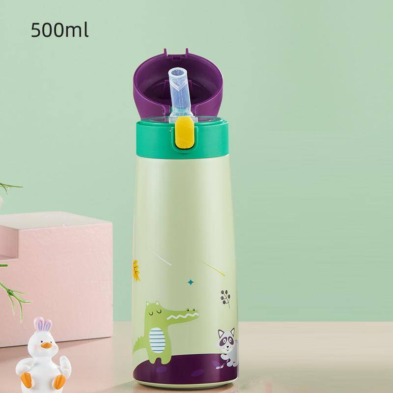 Kinder Edelstahl Stroh Tasse Mit Abdeckung Cartoon Thermos Flasche Haushalt Küche Wasser Flasche Kaffee Thermo Becher 500ML von Joom DACH