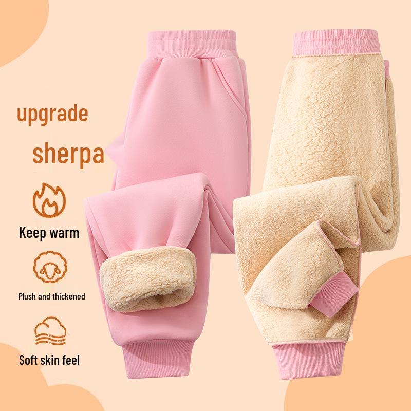 Kinder Fleece Sweatpants - Warme Winter Leggings, Trendige Lammfellhose für Kinder 150cm von Joom DACH