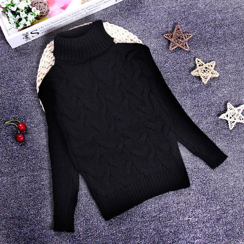 Kinder-Freizeitpullover Herbst/Winter-Rollkragenpullover für Jungen und Mädchen 140cm schwarz von Joom DACH