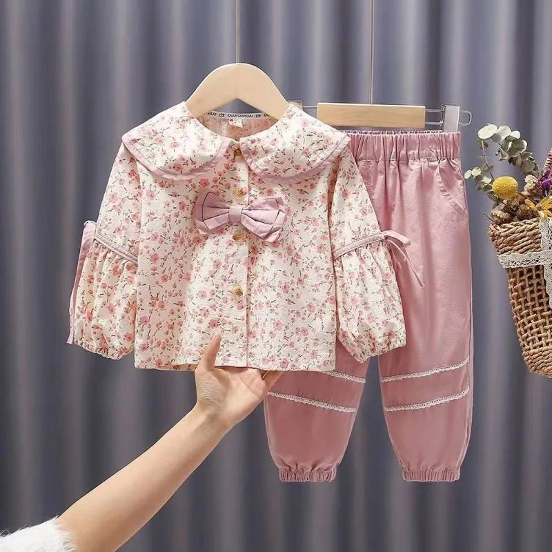 Kinder Frühjahr und Herbst Freizeitanzug Kinderkleidung Dreiteilige Sets Herbst Mädchen Babyanzug Babykleidung Mädchen 90 rosa von Joom DACH