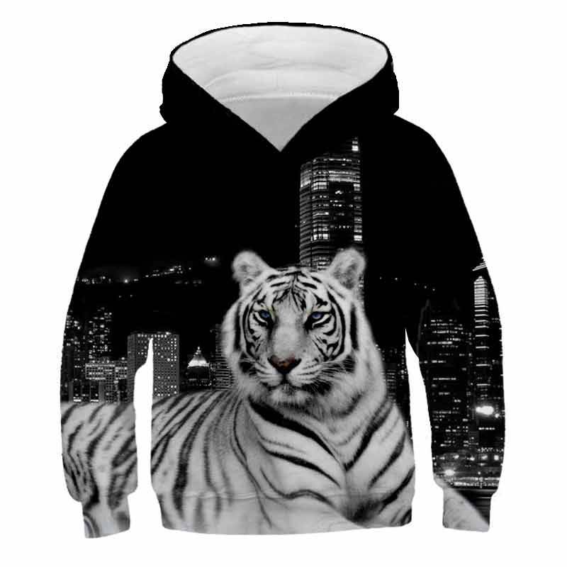 Kinder Frühling Herbst Tiger Sweatshirt Mode Druck 3D Harajuku Pullover Kinder Baumwolle Langarm Hoodies Casual Teen Kleidung 140 von Joom DACH