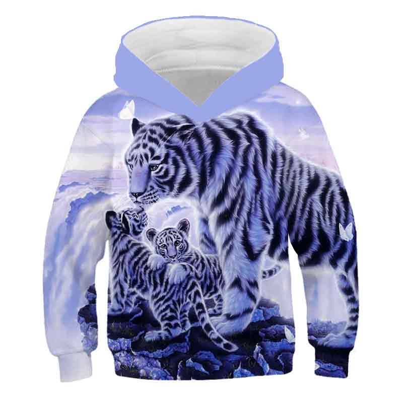 Kinder Frühling Herbst Tiger Sweatshirt Mode Druck 3D Harajuku Pullover Kinder Baumwolle Langarm Hoodies Casual Teen Kleidung 140 von Joom DACH