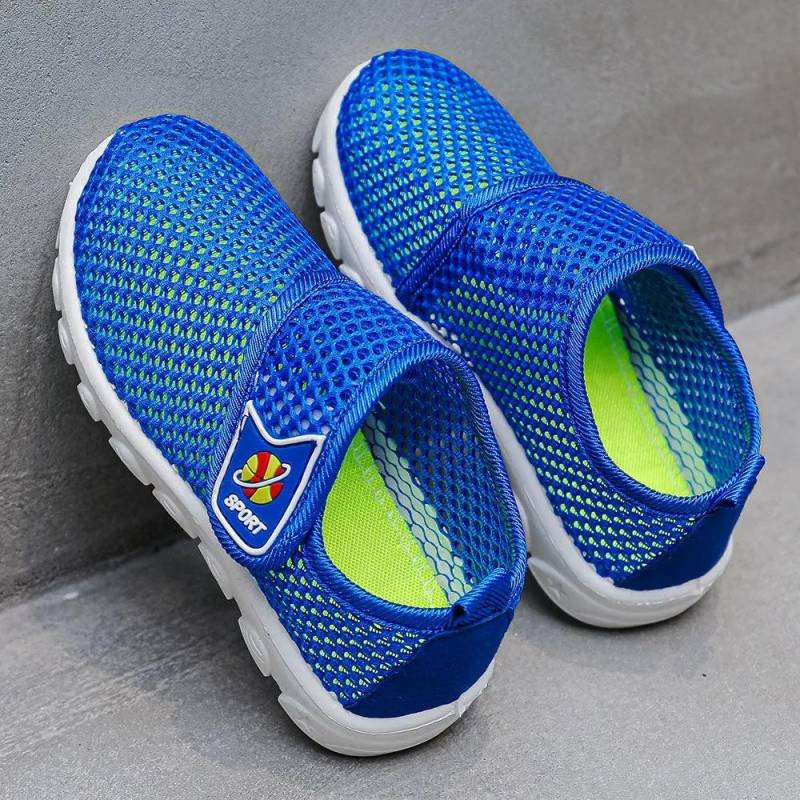 Kinder Frühling Sommer Weiche Sohle Sportschuhe Jungen und Mädchen Anti-rutsch Casual Atmungsaktive Mesh Flache Schuhe 34 blau von Joom DACH