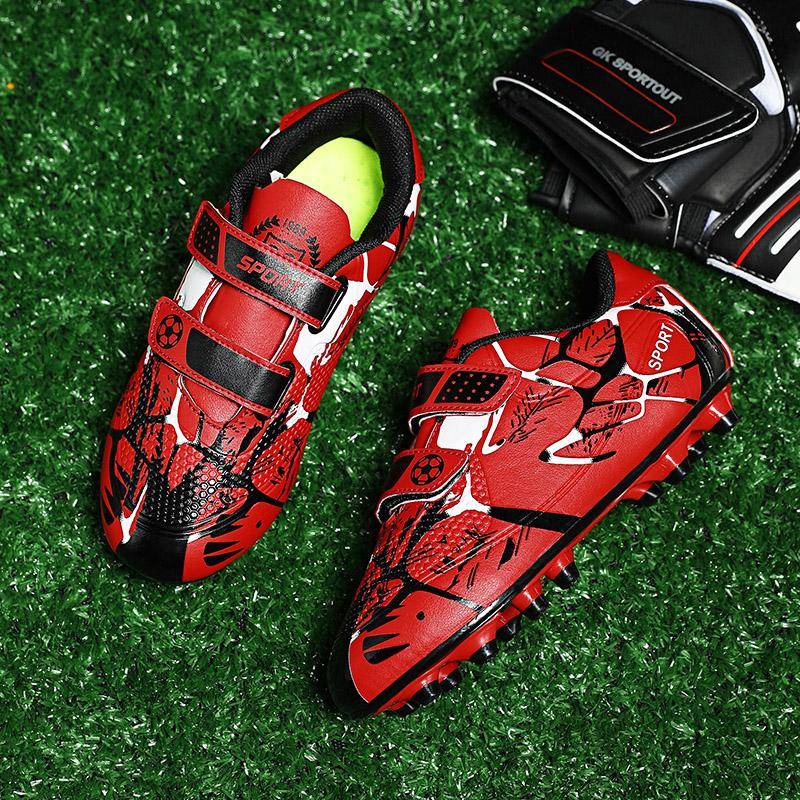 Kinder-Fußballschuhe, Jugendnägel, solide Doppel-Magic-Stick-Fußballschuhe, Training, Jungen-Fußballschuhe 33 rot von Joom DACH