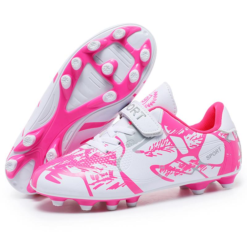 Kinder-Fußballschuhe, PVC, rutschfest, langer Nagel, TF-Magic-Aufkleber mit Jungen-Spiel-Fußballschuhen 28 rosa/weiß von Joom DACH