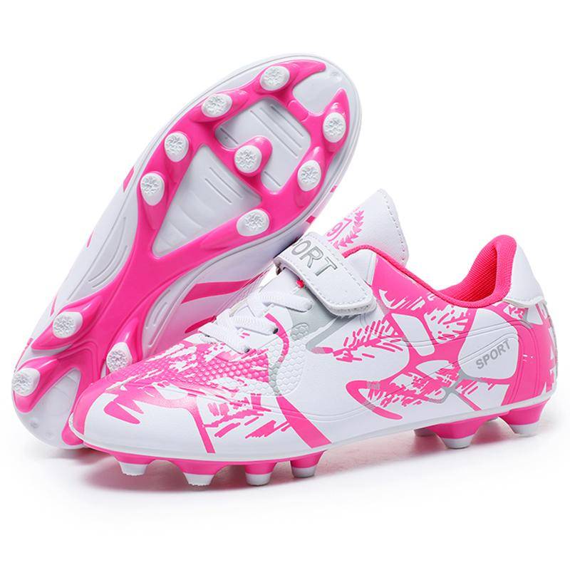 Kinder-Fußballschuhe, PVC, rutschfest, langer Nagel, TF-Magic-Aufkleber mit Jungen-Spiel-Fußballschuhen 28 rosa/weiß von Joom DACH