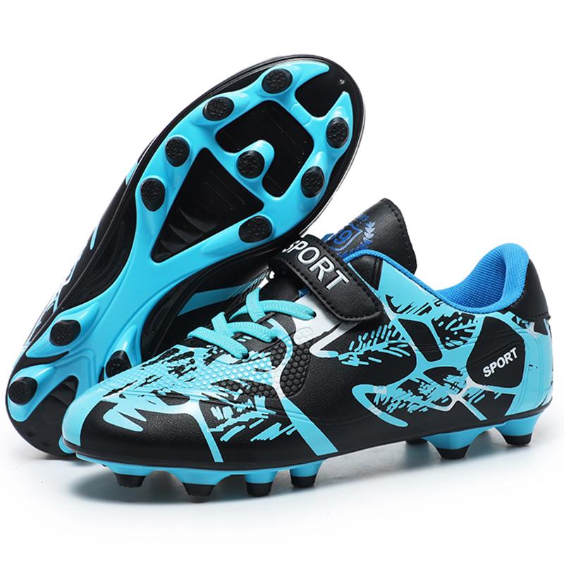 Kinder-Fußballschuhe, PVC, rutschfest, langer Nagel, TF-Magic-Aufkleber mit Jungen-Spiel-Fußballschuhen 31 schwarz/blau von Joom DACH