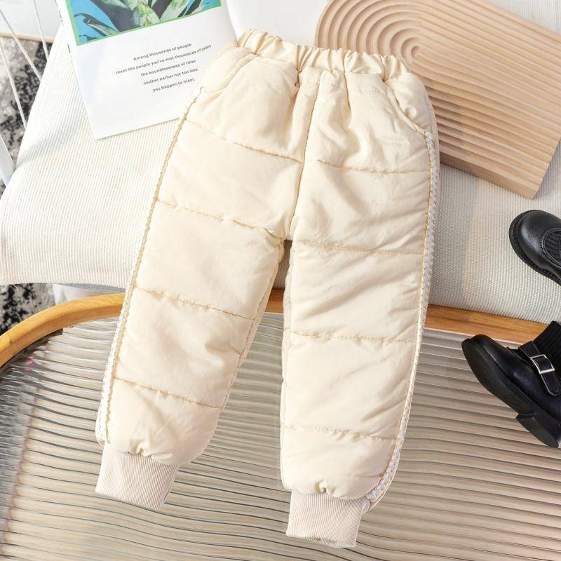 Kinder Gepolsterte Hosen Winter Jungen Mädchen Lammwolle Verdickte Hosen Neu Kinder Unterziehhosen Kleinkind Samt Warme Jogginghosen 100 beige von Joom DACH