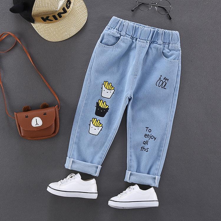 Kinder Gerade Jeans Jungen Elastische Taille Denim Hosen Oberbekleidung Hosen Frühling Baby Jungen Mode Lose Hosen 120cm von Joom DACH