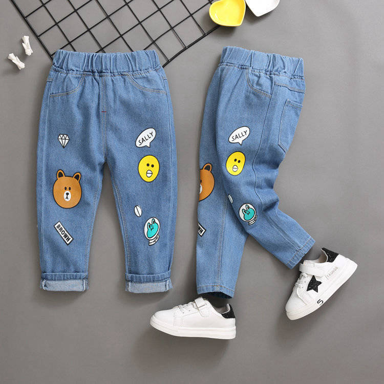 Kinder Gerade Jeans Jungen Elastische Taille Denim Hosen Oberbekleidung Hosen Frühling Baby Jungen Mode Lose Hosen 120cm von Joom DACH