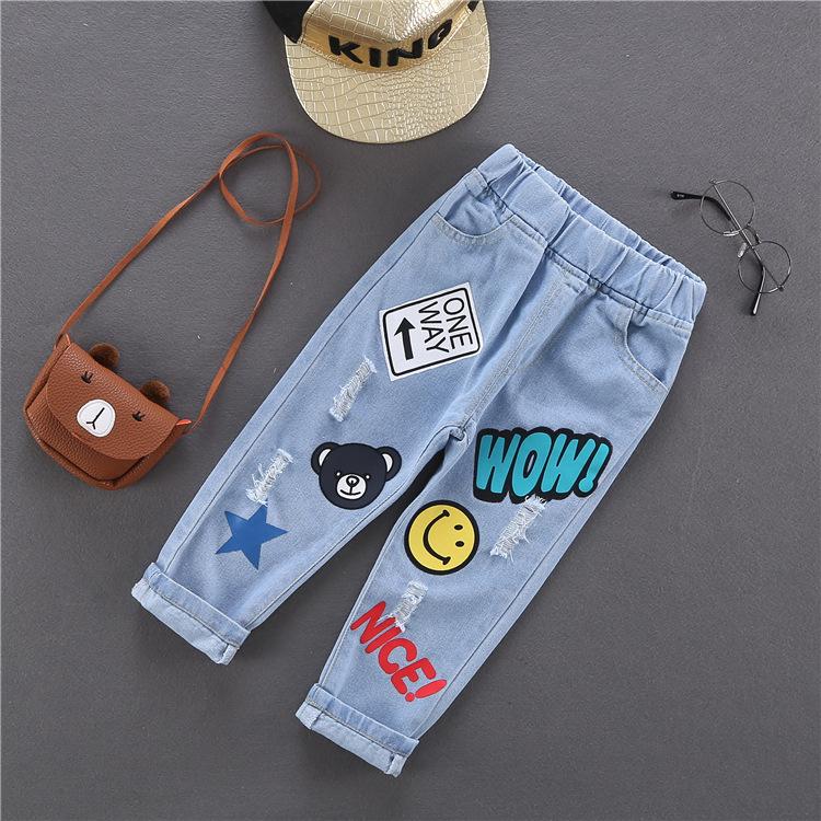 Kinder Gerade Jeans Jungen Elastische Taille Denim Hosen Oberbekleidung Hosen Frühling Baby Jungen Mode Lose Hosen 130cm von Joom DACH