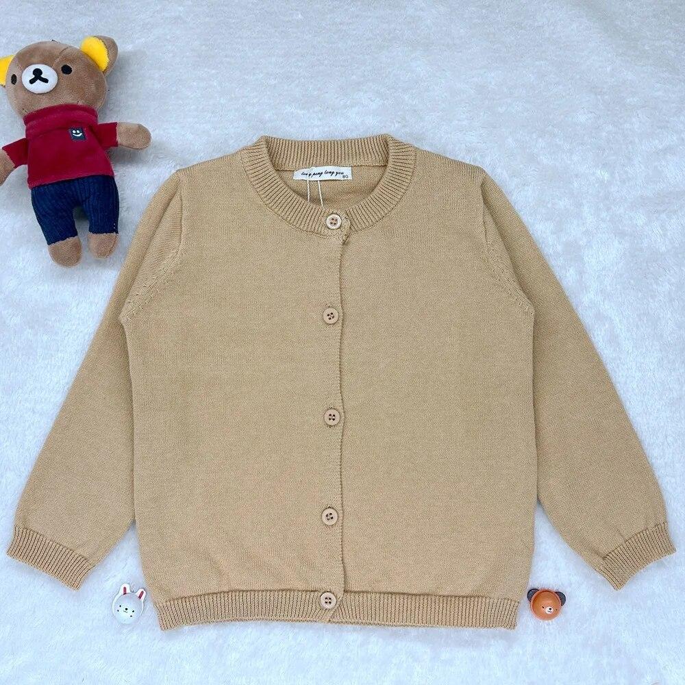 Kinder Gestrickte Pullover Frühling Herbst Dünne Lange Hülse Baby Strickjacke Jungen Mädchen Casual Alle-spiel 2-10 Jahre kleinkinder Kind Oberbekleidung 110cm khaki von Joom DACH