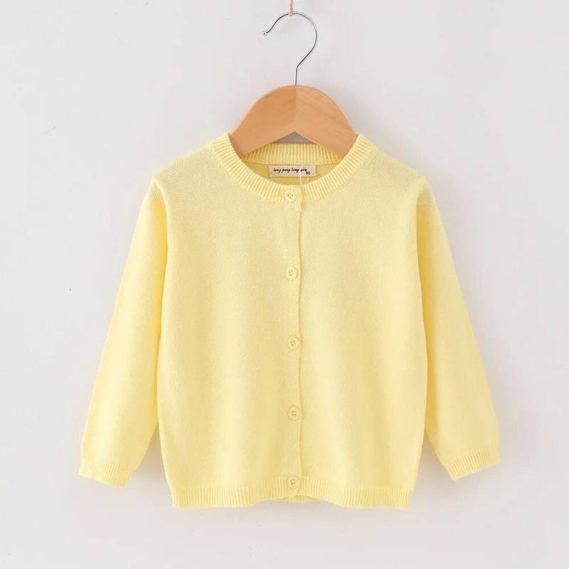 Kinder Gestrickte Pullover Frühling Herbst Dünne Lange Hülse Baby Strickjacke Jungen Mädchen Casual Alle-spiel 2-10 Jahre kleinkinder Kind Oberbekleidung 90cm helle gelbe von Joom DACH