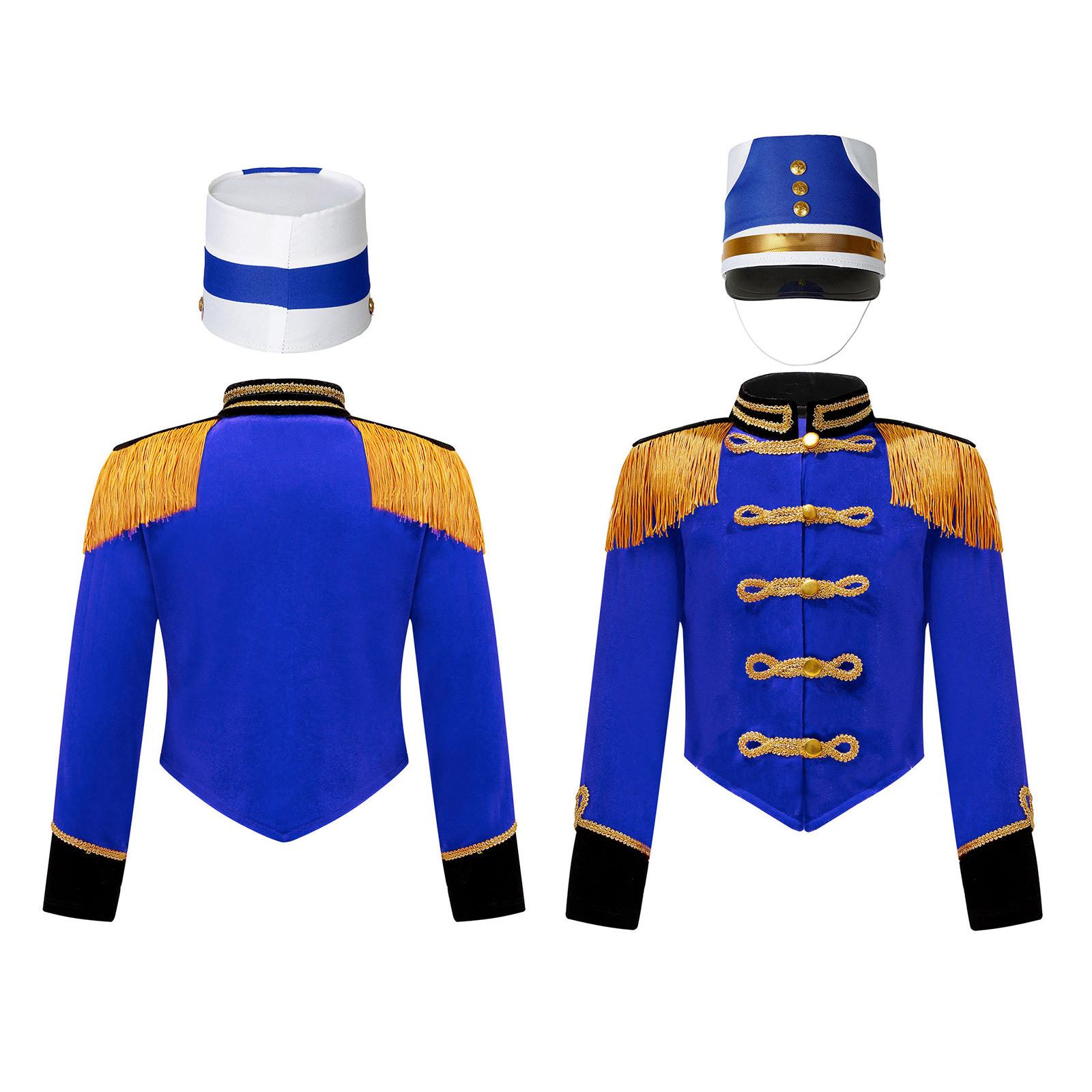 Kinder Halloween Nussknacker Kostüm Trommel Trompete Team Königliche Ehrengarde Party Uniform Outfit Quaste Zirkus Ringmaster Jacke Top 13-14 Years von Joom DACH