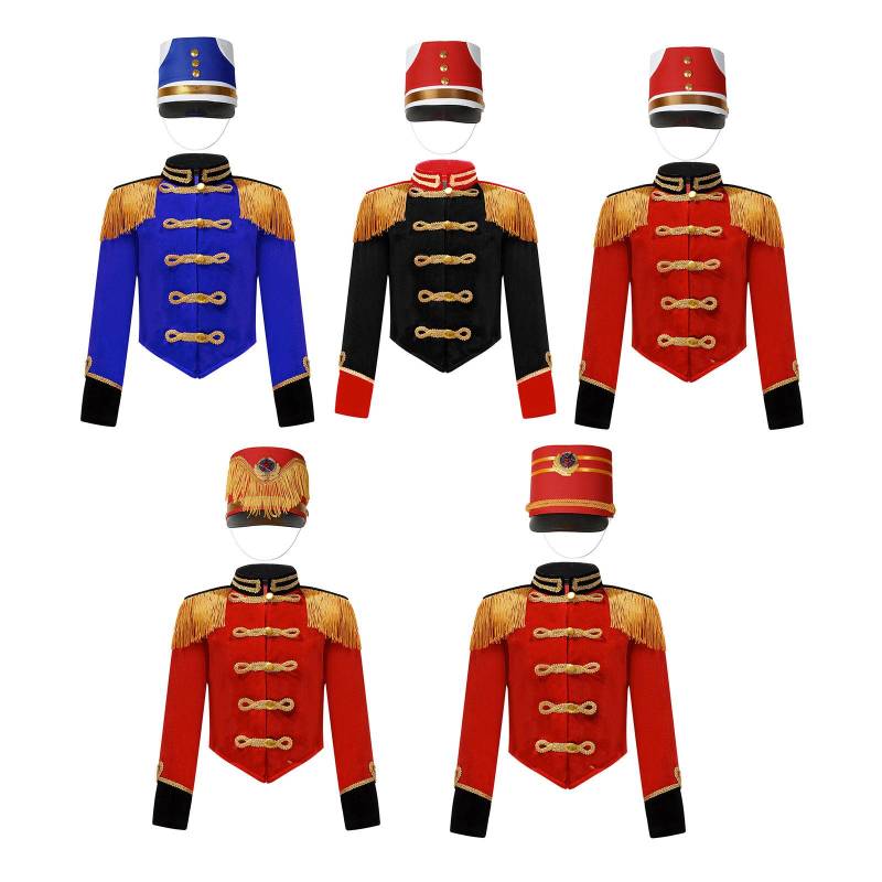 Kinder Halloween Nussknacker Kostüm Trommel Trompete Team Königliche Ehrengarde Party Uniform Outfit Quaste Zirkus Ringmaster Jacke Top 3-4 Years von Joom DACH