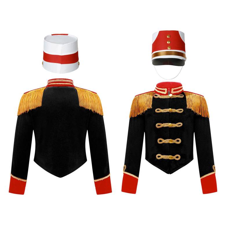 Kinder Halloween Nussknacker Kostüm Trommel Trompete Team Königliche Ehrengarde Party Uniform Outfit Quaste Zirkus Ringmaster Jacke Top 5-6 Years von Joom DACH