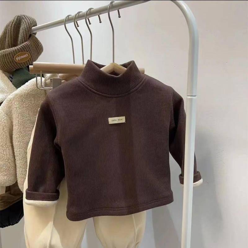 Kinder Herbst Winter Halb High Neck Pullover Langarm Bottom Shirt Kinder Baby Jungen Mädchen Kleidung Tops 100cm kaffeebraun von Joom DACH