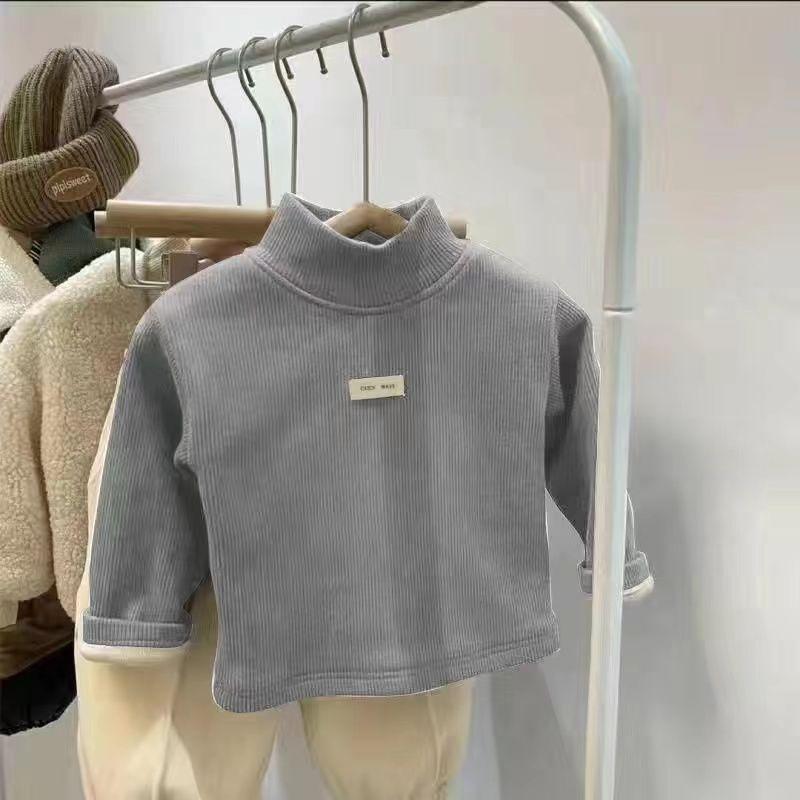 Kinder Herbst Winter Halb High Neck Pullover Langarm Bottom Shirt Kinder Baby Jungen Mädchen Kleidung Tops 100cm grau von Joom DACH