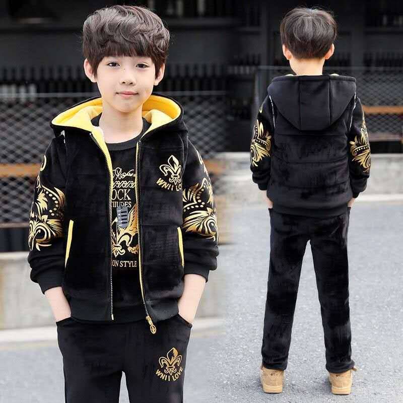 Kinder Herbst und Winter Kleidung Anzug Drei-stück Jungen Plus Samt Verdickt Anzug 130 schwarz Kinder Herbst und Winter Kleidung Anzug Drei-stück Jungen Plus Samt Verdickt Anzug 130 schwarz von Joom DACH