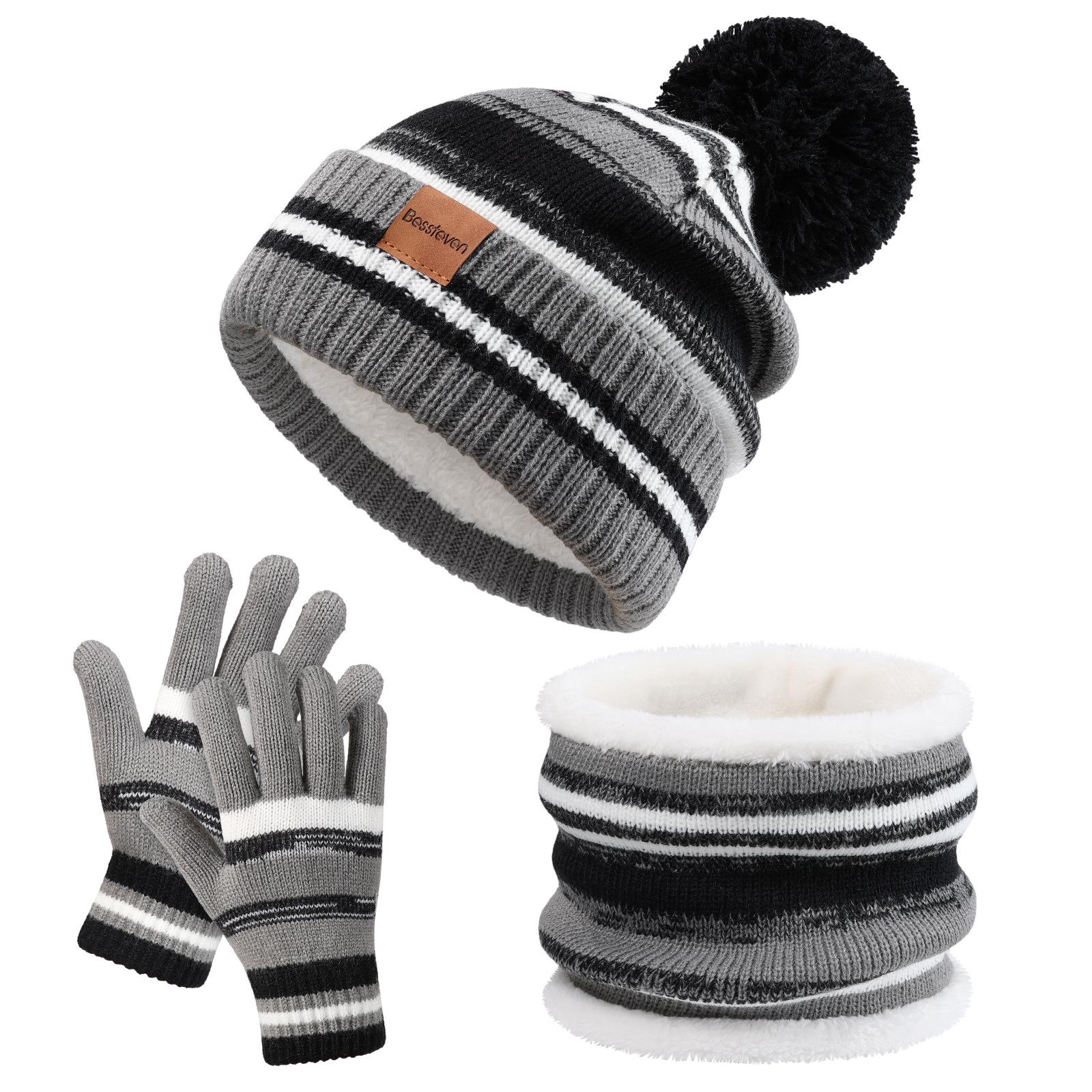 Kinder Herbst- & Winter Strick-Dreiteiler: Plüschwollmütze, Schal & Handschuhe für Jungen & Mädchen - Dick, warm, Kälteschutz. von Joom DACH