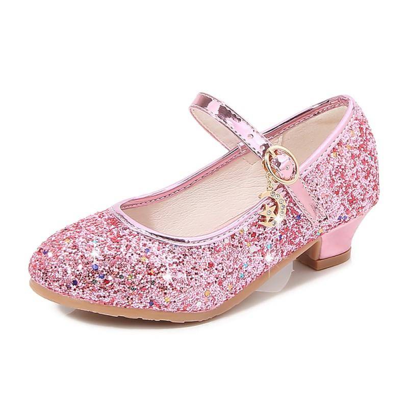 Kinder High Heels Pailletten Schuhe Prinzessin Schuhe Blumenmädchen Schuhe 29 von Joom DACH