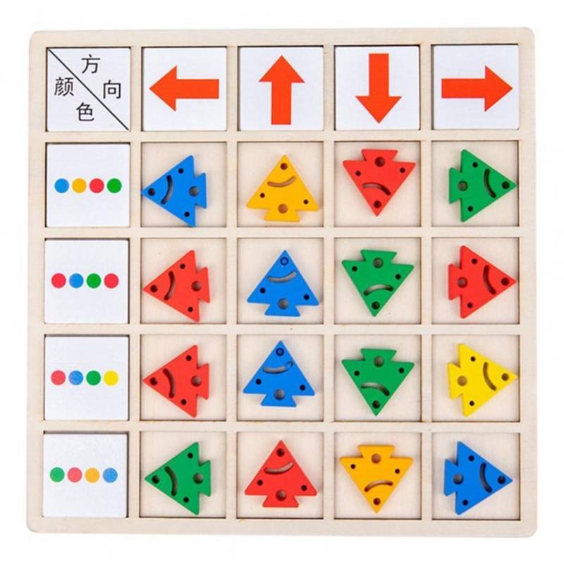 Kinder Holz Montessori Spielzeug Kinder Logisches Denken Training Richtung Farbe Erkenntnis Frühes Lernen Pädagogisches Brettspiel von Joom DACH