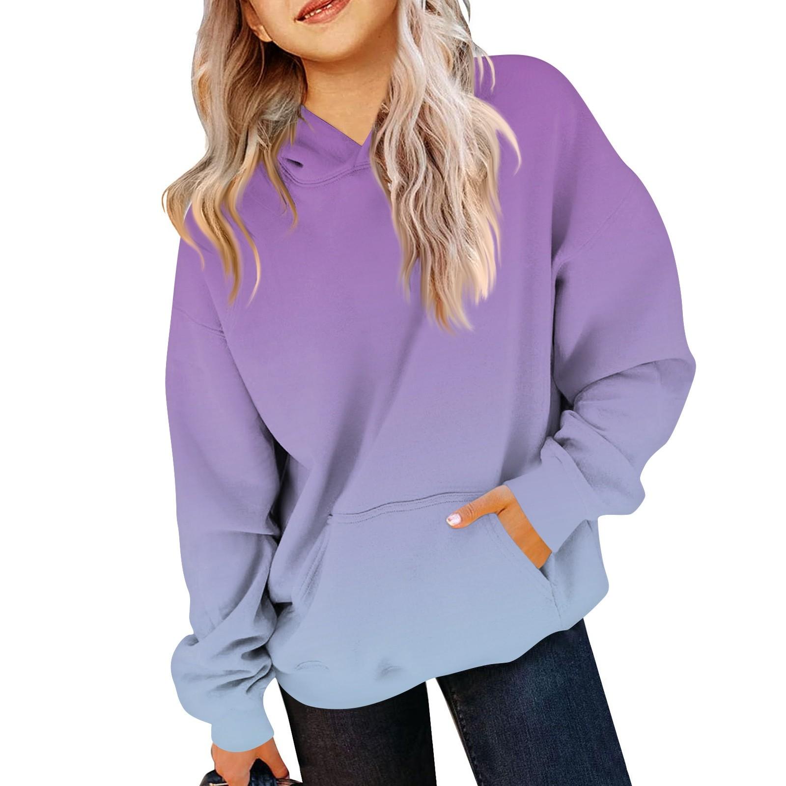 Kinder Hoodie Jungen und Mädchen Langarm Kapuzenpullover mit Tasche 130 violett von Joom DACH