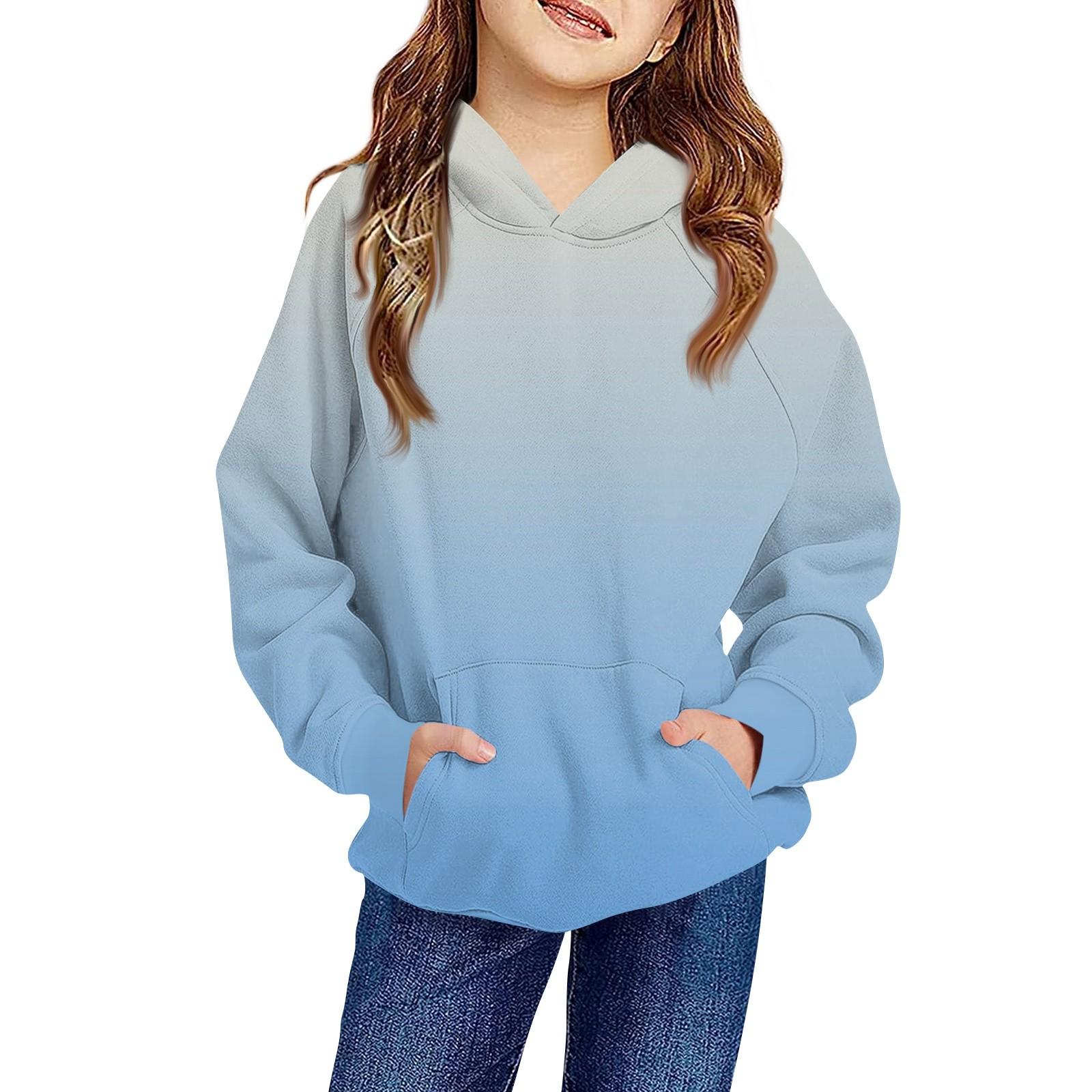 Kinder Hoodie Jungen und Mädchen Langarm Kapuzenpullover mit Tasche 150 hellblaue von Joom DACH