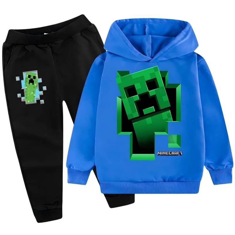 Kinder Hoodie Trainingsanzug Creeper Jungen Hoodie Hose 2-teiliges Set Minecraft HD Druck Spiel Kinder Hoodie Set Junge Mädchen Hoodie Set Polyester 120CM von Joom DACH