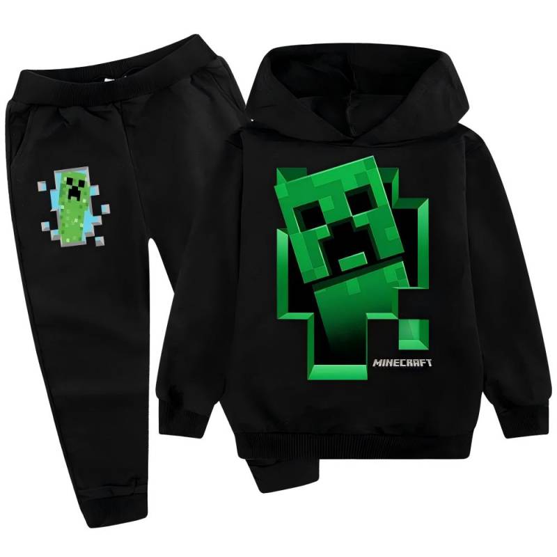 Kinder Hoodie Trainingsanzug Creeper Jungen Hoodie Hose 2-teiliges Set Minecraft HD Druck Spiel Kinder Hoodie Set Junge Mädchen Hoodie Set Polyester 120CM von Joom DACH