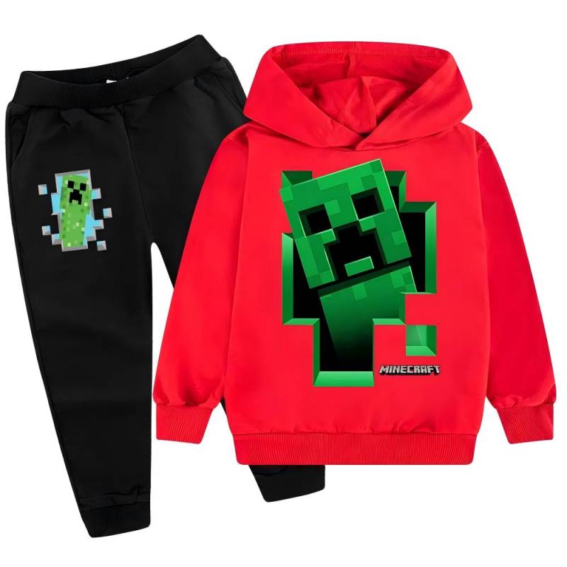 Kinder Hoodie Trainingsanzug Creeper Jungen Hoodie Hose 2-teiliges Set Minecraft HD Druck Spiel Kinder Hoodie Set Junge Mädchen Hoodie Set Polyester 120CM von Joom DACH