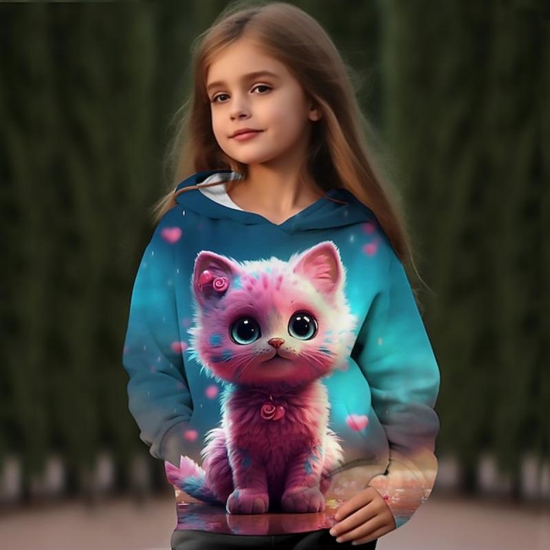 Kinder Hoodies 3D Druck Tier Katze Streetwear Jungen Mädchen Unisex Sweatshirts Übergroße Hoodie Kawaii Pullover Trainingsanzüge Kleidung 150 von Joom DACH