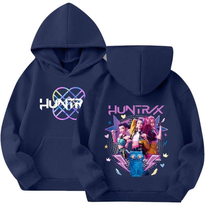 Kinder Hoodies & Sweatshirts Kpop Hunters Witch Hunter Gruppenmuster Kinder Mädchen Taschen-Hoodie Sweatshirt 160 navy blau von Joom DACH