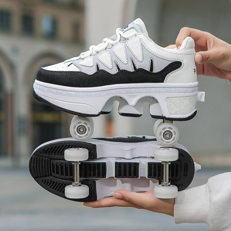 Kinder Jugendliche Jungen und Mädchen Verwandlungsschuhe Vier Räder Mehrzweck-Rollschuhe Doppelreihe Rollschuhe 39 von Joom DACH
