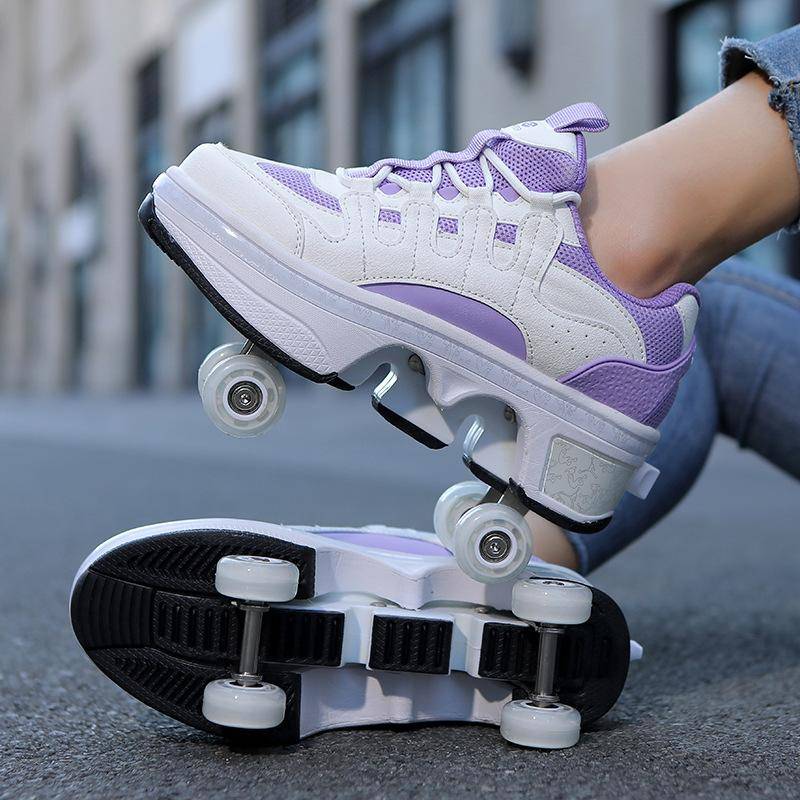 Kinder Jugendliche Jungen und Mädchen Verwandlungsschuhe Vier Räder Mehrzweck-Rollschuhe Doppelreihe Rollschuhe 39 von Joom DACH