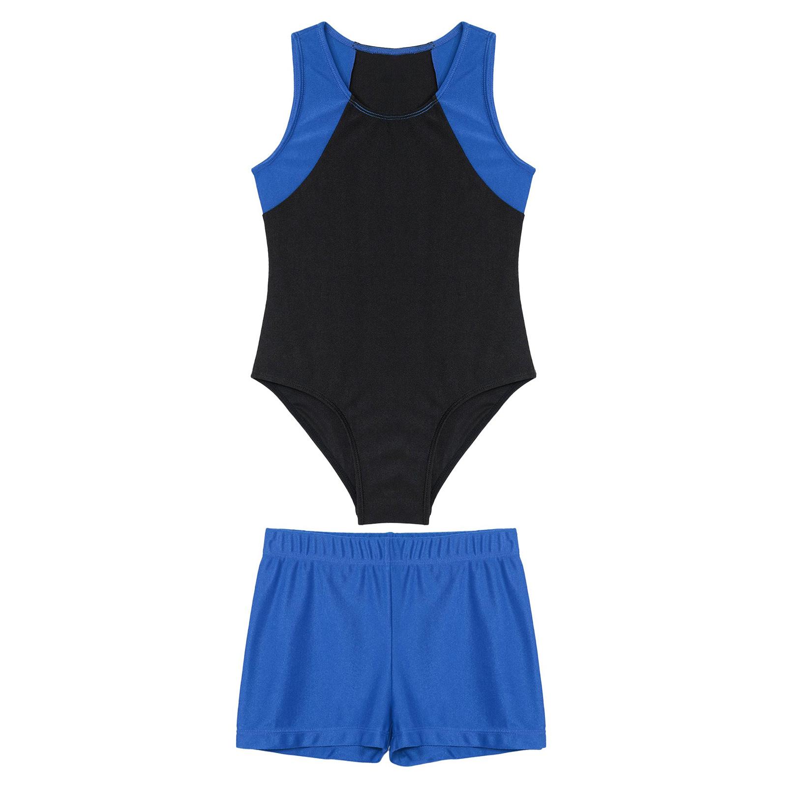 Kinder Jungen Ärmelloser Ganzanzug Overall mit Shorts Gymnastikanzug Workout Biketard Turnanzug 7-8 Years blau von Joom DACH