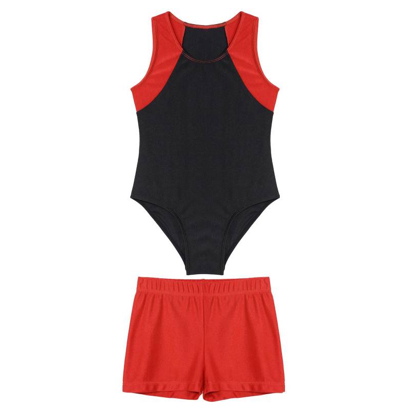 Kinder Jungen Ärmelloser Ganzanzug Overall mit Shorts Gymnastikanzug Workout Biketard Turnanzug 9-10 Years rot von Joom DACH