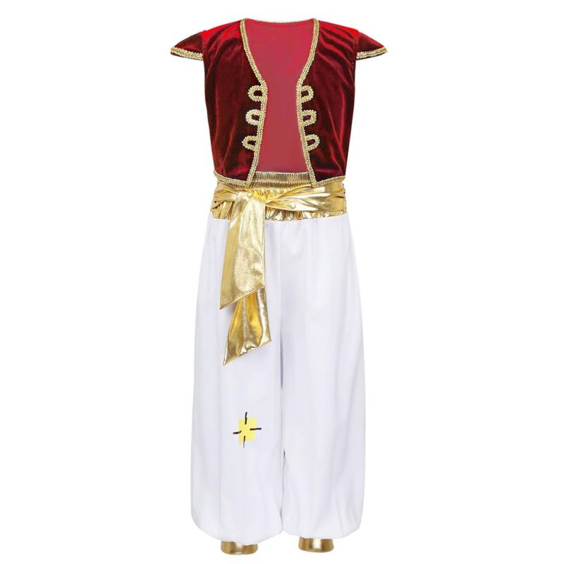 Kinder Jungen Arabischer Prinz Kostüm Outfit Flügelärmel Weste Weste mit Hosen Set für Halloween Dress Up Cosplay Party 12-14 Years rot von Joom DACH