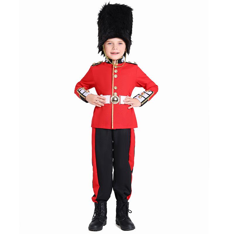 Kinder Jungen Britische Soldaten Königliche Ehrengarde Jacke Hose Hut Set Halloween Cosplay Kostüme Rollenspiel Outfit XS rot von Joom DACH
