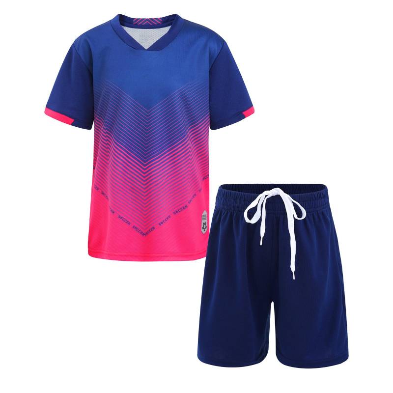 Kinder Jungen Fußballtrikots Team Trainingsuniform Kurzarm T-Shirt und Shorts Set für Fußball 13-14 Years königsblau von Joom DACH