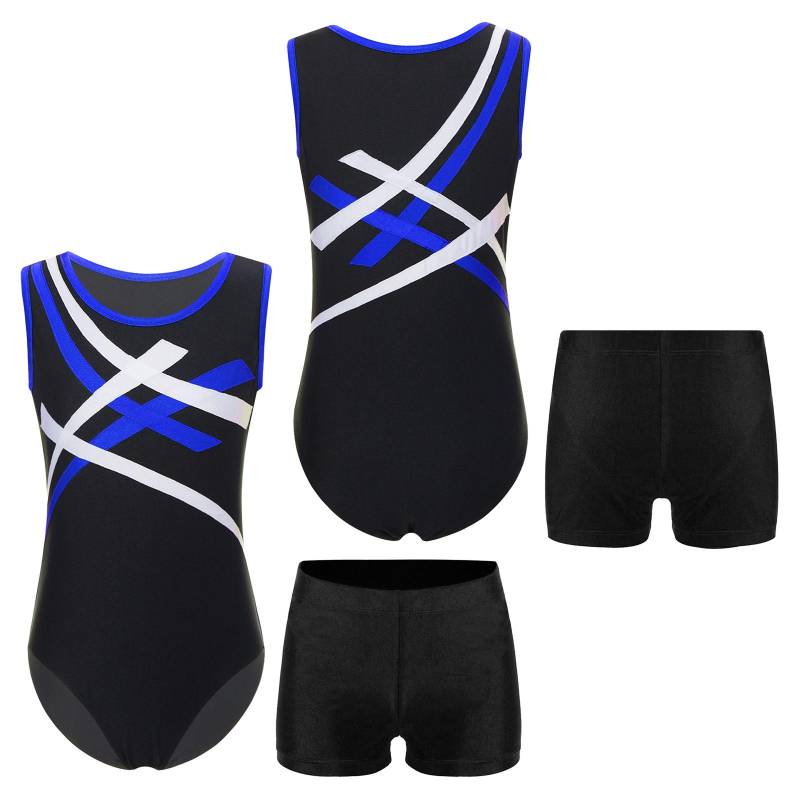 Kinder Jungen Gymnastik Outfits Unitard Athletic Leotard Shorts Set für Ballett Tanz Praxis Wrestling Singlets 5-6 Years schwarz/blau von Joom DACH