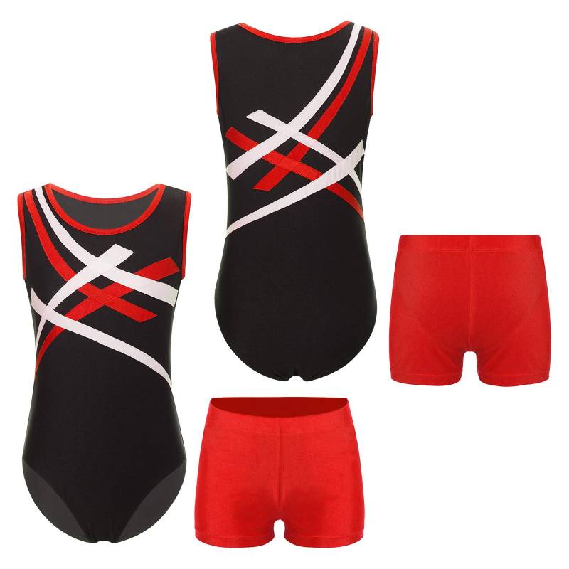 Kinder Jungen Gymnastik Outfits Unitard Athletic Leotard Shorts Set für Ballett Tanz Praxis Wrestling Singlets 9-10 Years rot von Joom DACH