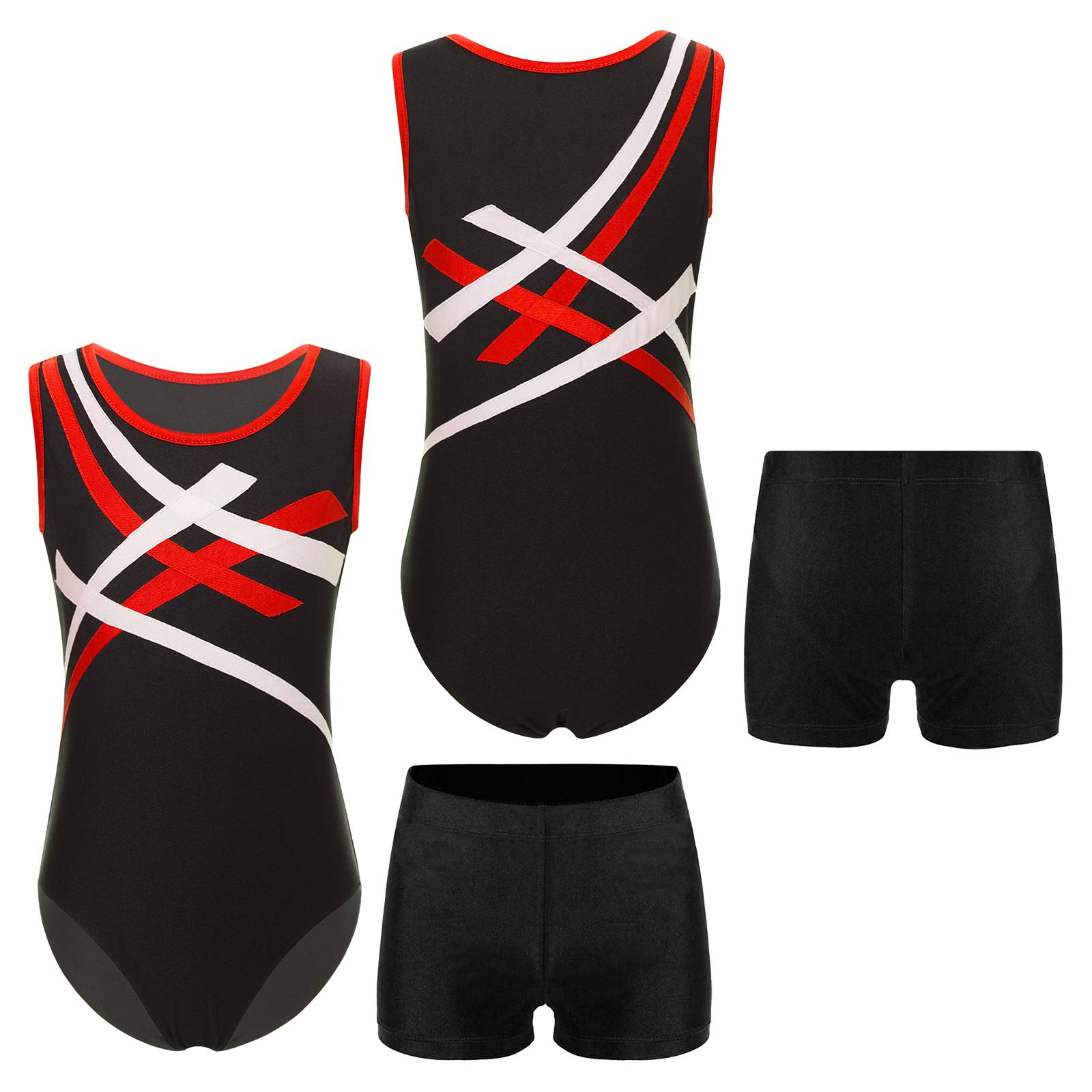 Kinder Jungen Gymnastik Outfits Unitard Athletic Leotard Shorts Set für Ballett Tanz Praxis Wrestling Singlets 9-10 Years rot/schwarz von Joom DACH