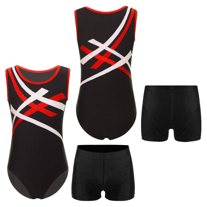 Kinder Jungen Gymnastik Outfits Unitard Athletic Leotard Shorts Set für Ballett Tanz Praxis Wrestling Singlets 9-10 Years schwarz/rot von Joom DACH