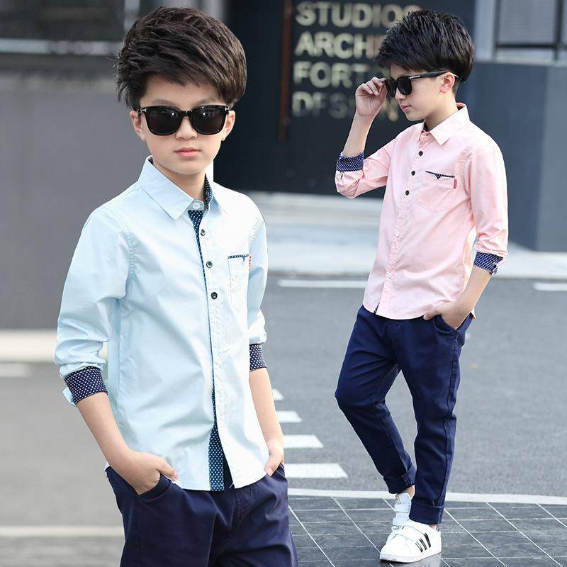 Kinder Jungen Hemden Baumwolle Solide Kinder Kleidung für Kleidung Kind Top Mode Junge Hemden Langarm Bluse 170 weiß von Joom DACH