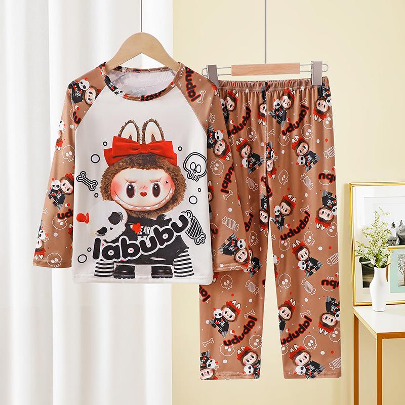 Kinder Jungen Lässig Mädchen Schlafanzug Niedlich Cartoon Langarm T-Shirt Tops + Hosen Neu Baby Bekleidungssets 14 braun von Joom DACH