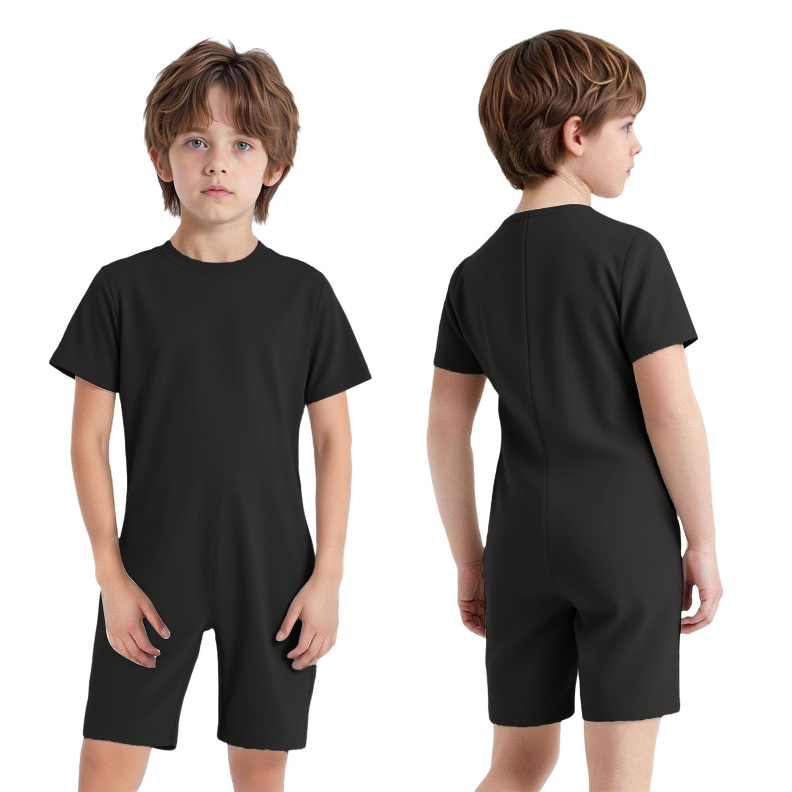Kinder Jungen Mädchen Adaptive Kleidung Besondere Bedürfnisse Autismus Sensorischer Jumpsuit Anti-Strip Strampler Kurzes Bein Spielanzug 3-4 Years schwarz von Joom DACH