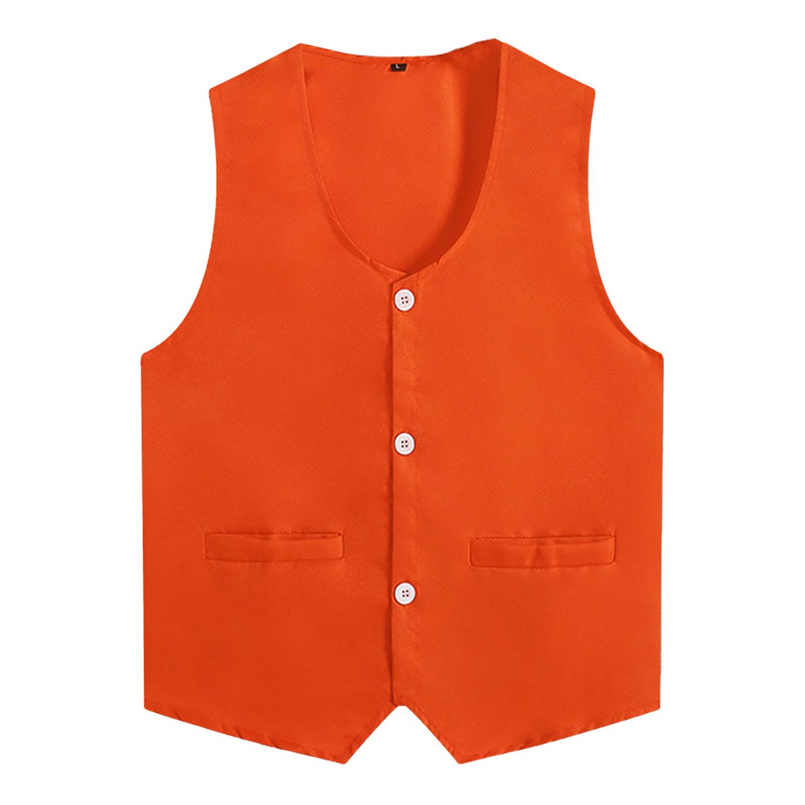 Kinder Jungen Mädchen Einfarbig Jacke Mantel V-Ausschnitt Ärmellos Unregelmäßiger Saum Weste Freiwilligen Aktivitäten Uniform Tops 7-8 Years orange von Joom DACH