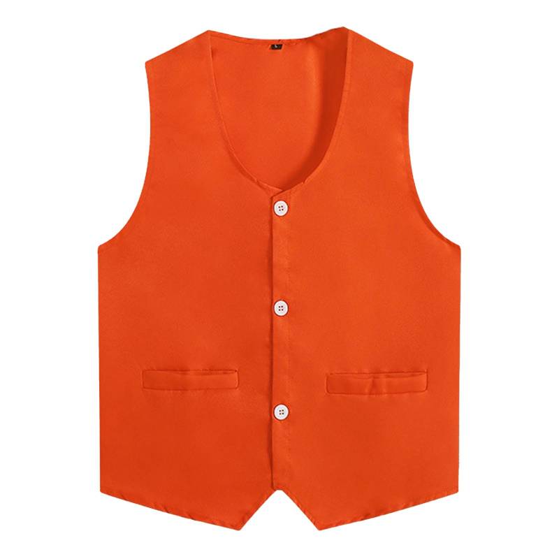 Kinder Jungen Mädchen Einfarbig Jacke Mantel V-Ausschnitt Ärmellos Unregelmäßiger Saum Weste Freiwilligen Aktivitäten Uniform Tops 7-8 Years orange von Joom DACH